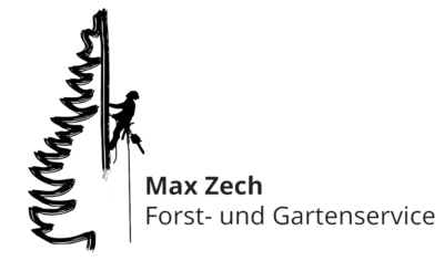Offizielles Logo von Max Zech Forst- & Gartenservice mit Baumkletterer-Silhouette.
